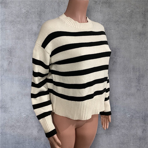 Everlane Organic Cotton Striped Sweater Relaxed Fit Size XS - Picture 2 of 6